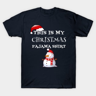 This Is My Christmas Pajama Shirt Funny Cartoon Snowman  Gift  For Xmas Lovers T-Shirt
